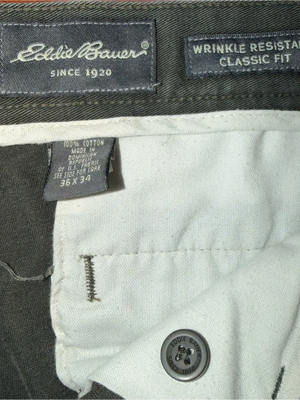 Title 302: Eddie Bauer Classic Fit Wrinkle Resistant Pants 36x34